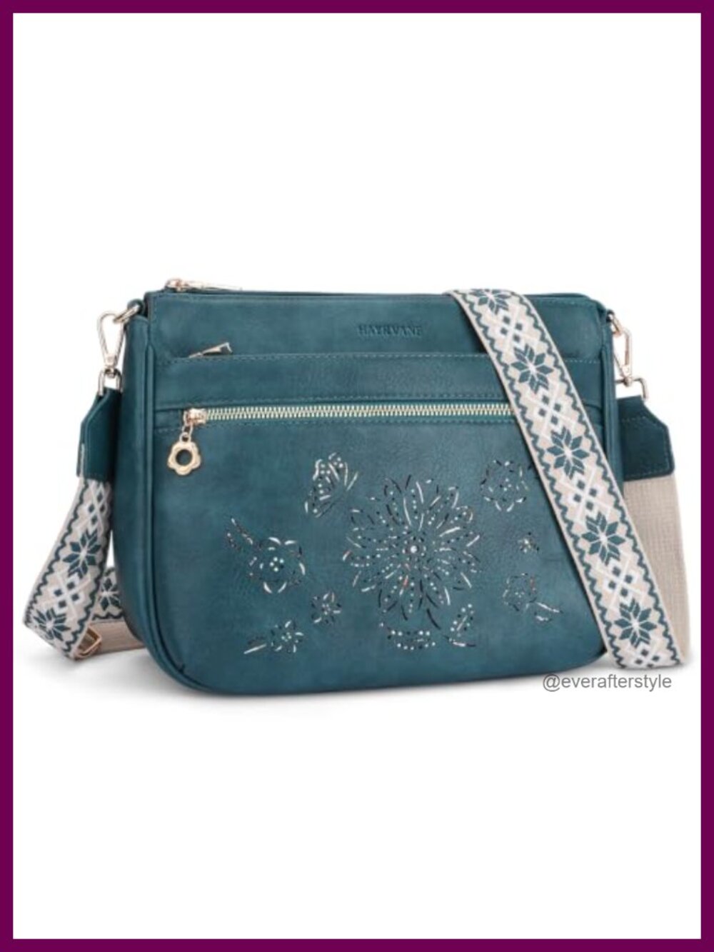 Crossbody Bag Women Faux Leather Medium Purse Multi-Pocket Guitar Strap